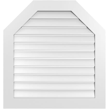 Ekena Millwork Octagonal Top Surface Mount PVC Gable Vent: Functional, w/ 3-1/2"W x 1"P Standard Frame, 34"W x 36"H GVPOT34X3601SF